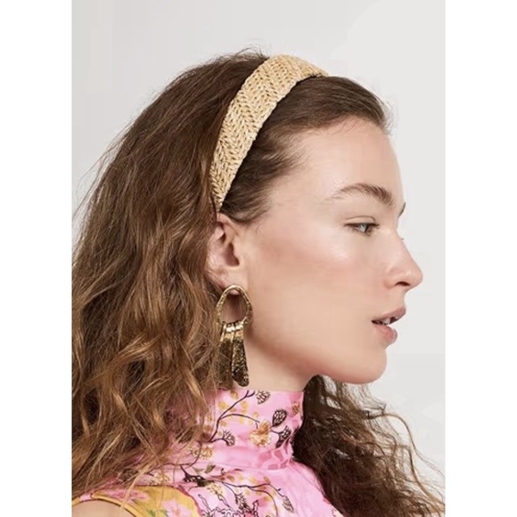 Lele Sadoughi NWT Raffia Bessette Headband Womens Woven In Natural 250 Beige